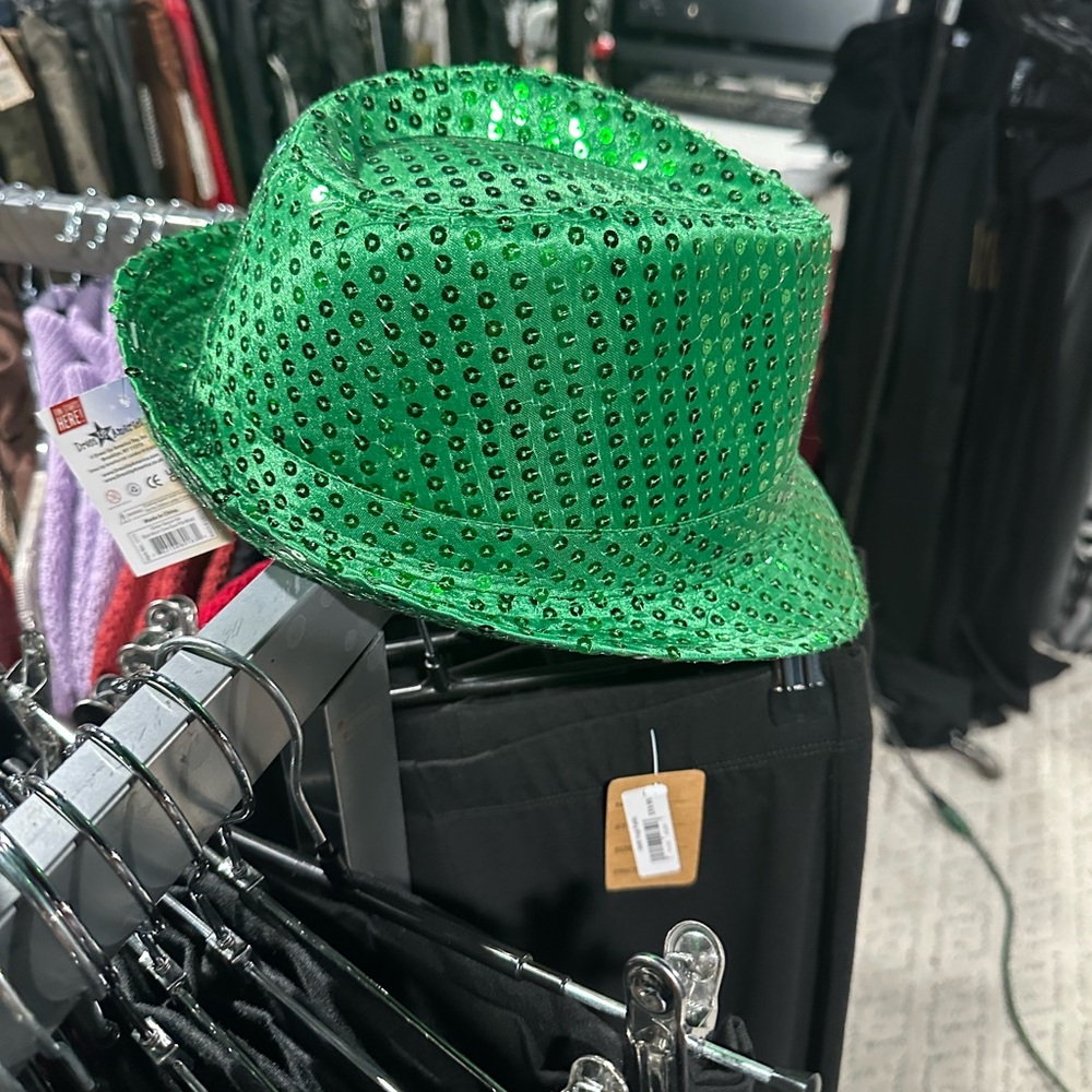 Green Sequin Fedora Hat